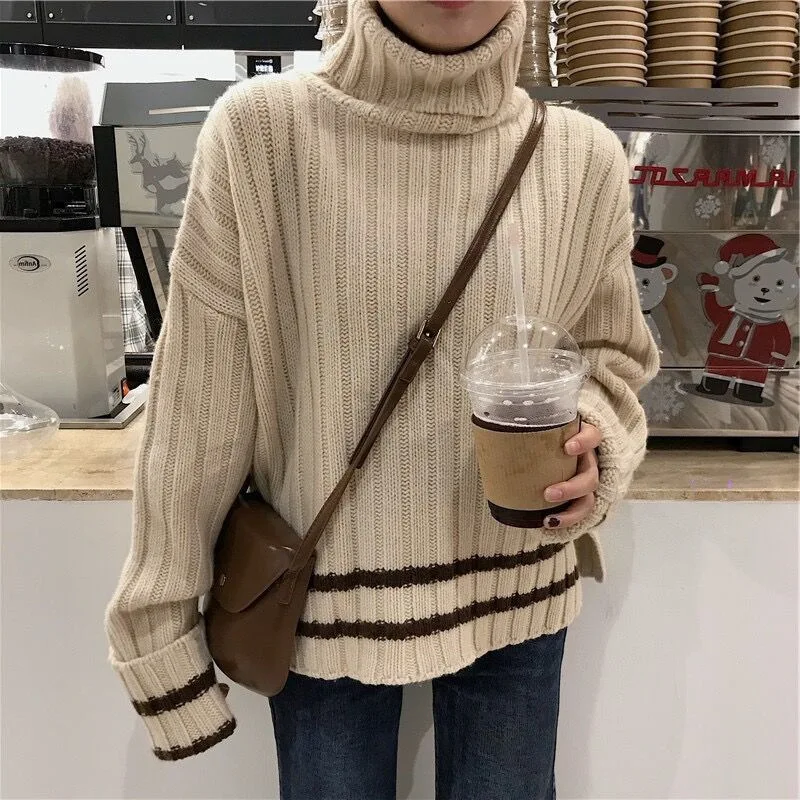 

New Pullover Sweater Women's Autumn and Winter Korean Edition Slim and Lazy Bottom Knit