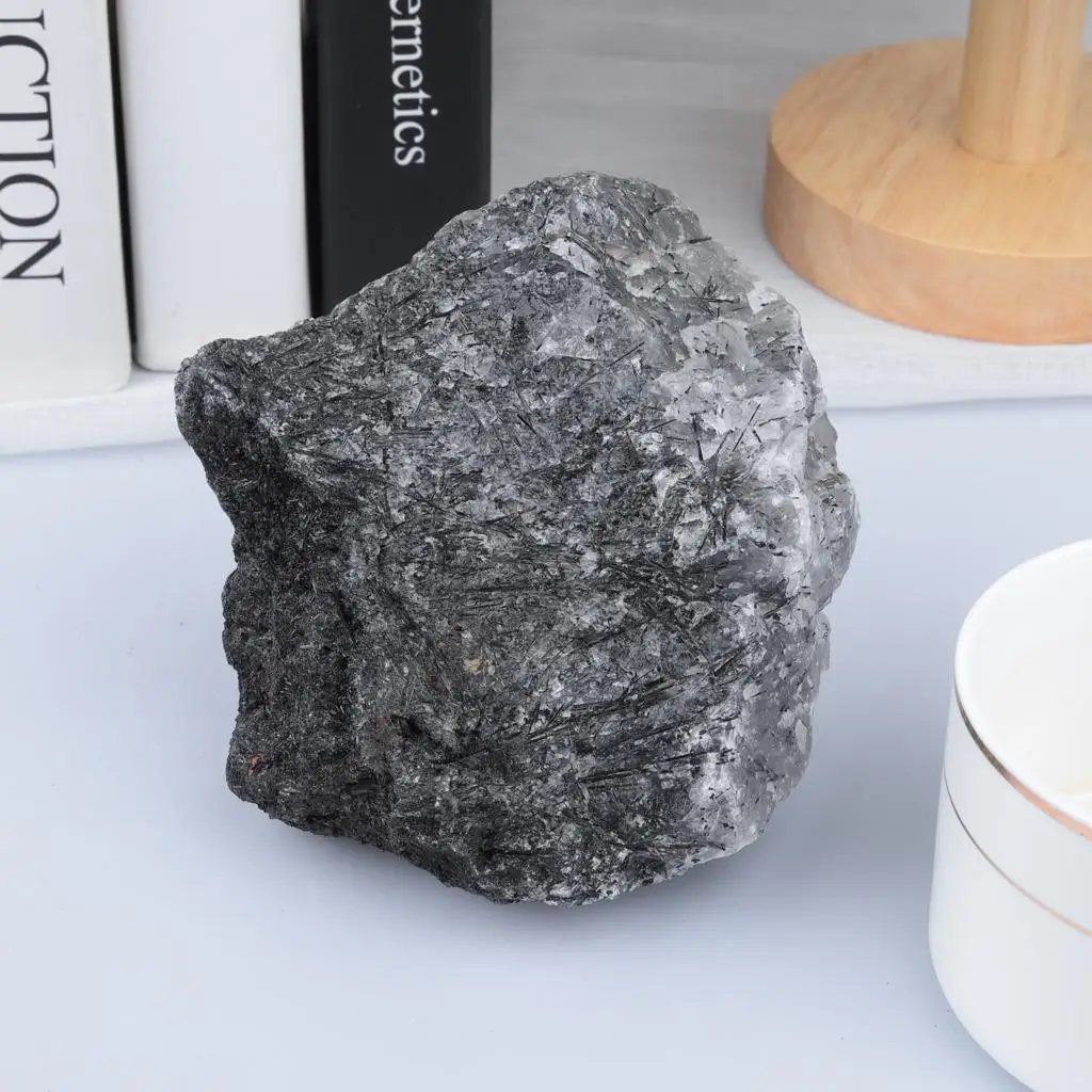 TUMBEELLUWA 601-700g Black Rutilated Quartz Raw Crystal Stones Natural Rough Mineral Specimen For Home Decor,Chakra Balancing