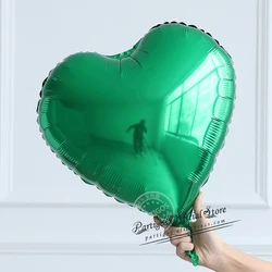 10Pcs 18-Inch Rose Gold Heart Foil Balloons for Wedding and Party Decorations (Green)