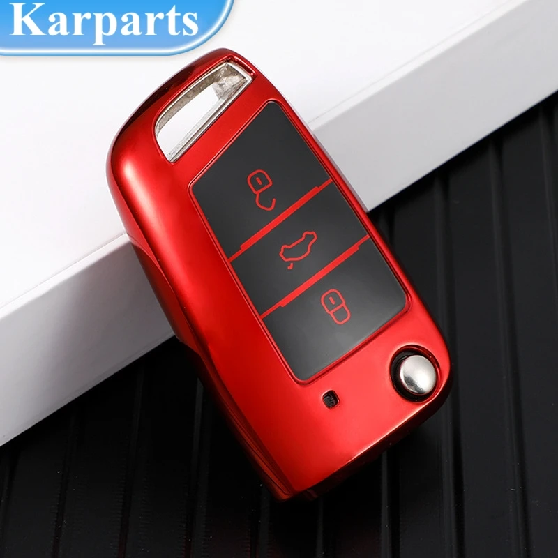 

New TPU Car Flip Key Case Cover Shell for VW Volkswagen Golf 7 MK7 Tiguan MK2 for Seat Ateca Leon FR Ibiza Skoda Octavia Kodiaq