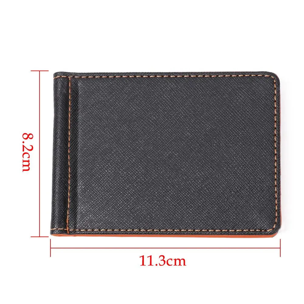 Business Sollid Thin Wallet Credit Card Bifold Money Clip Short Skin Purses ID Card Holder Men Wallet 5