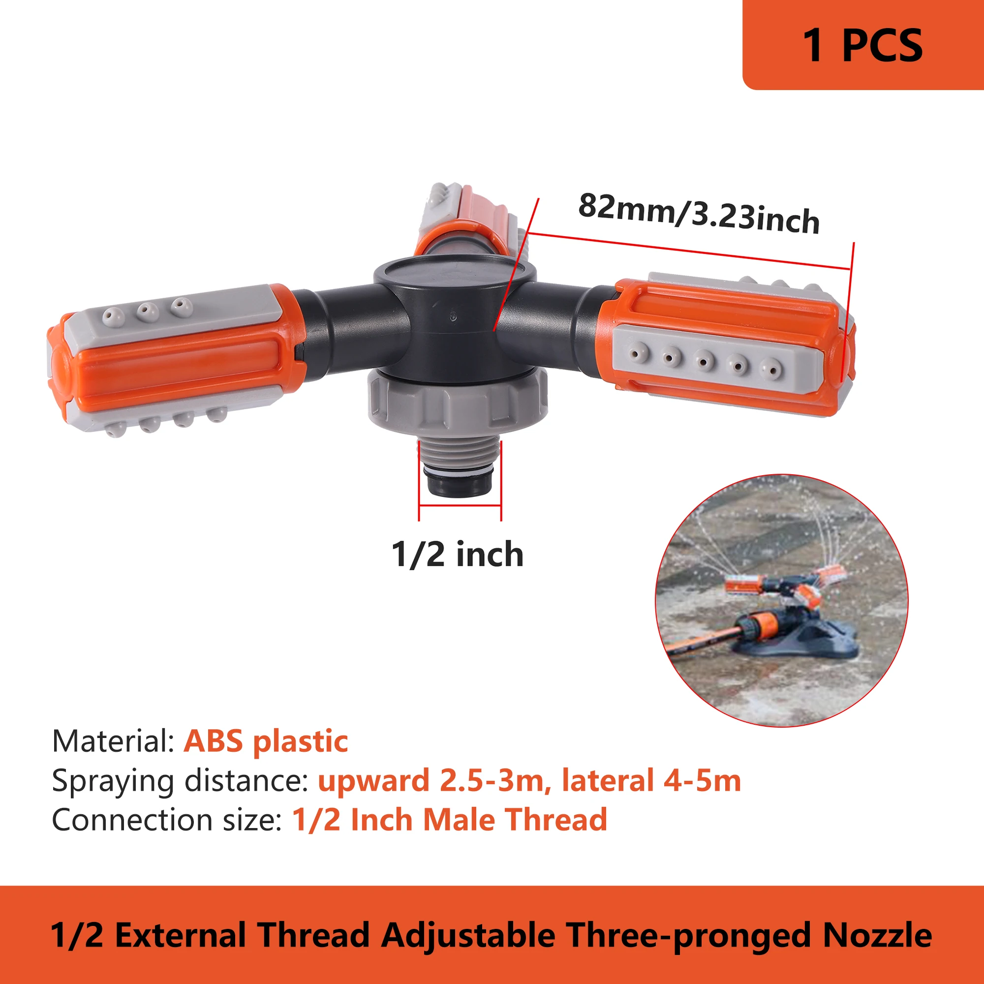 Arroseur De Jardin 3 Bras Rotation 360° - Tête D'Arrosage Automatique Avec Raccord Rapide Pour Pelouse Et Irrigation