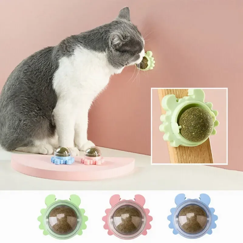 Cats-Rotatable-Catnip-Ball-Wall-Sucker-Lick-Treat-Toys-Contail-Catnip ...