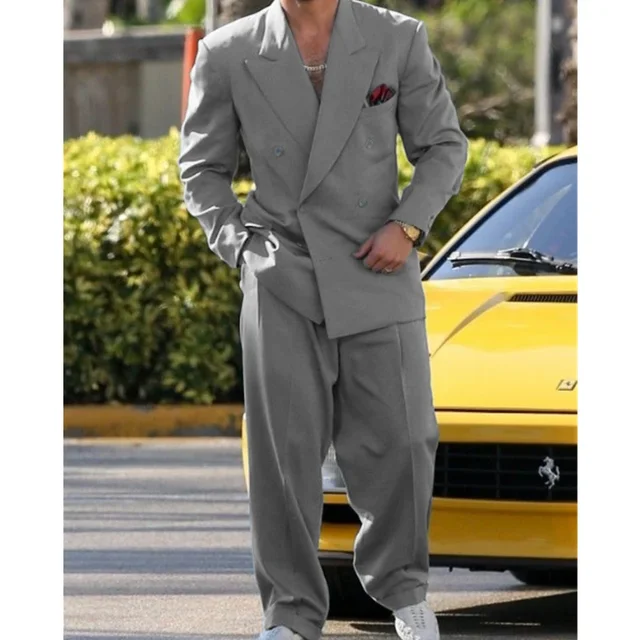 Мужские деловые костюмы для мужчин, комплект свадебного костюма, роскошный модный костюм из 2 предметов, современные мужские костюмы (пиджак + брюки) 1