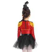 Costume de magicien de cirque pour filles, robe Tutu à manches longues, justaucorps à paillettes, Halloween, dompteur de Lion, ensemble de Cosplay de fête à thème 4