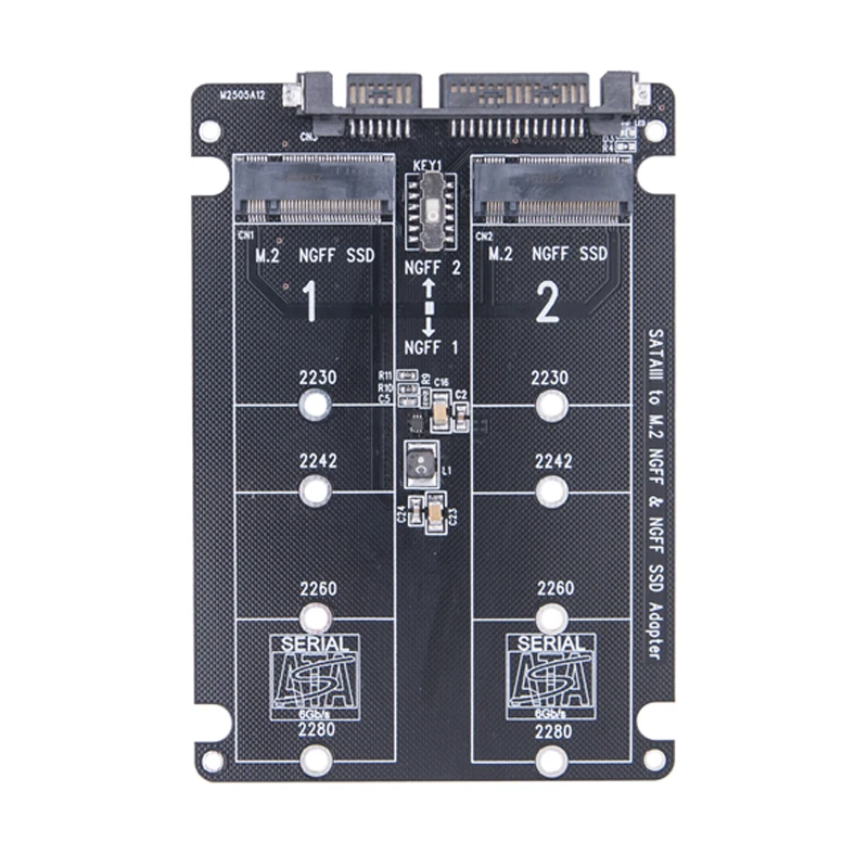 듀얼 NGFF-SATA 어댑터 2 포트 M.2 SATA SSD B 키-SATA3.0 6Gbps 라이저 보드 변환기, 2230 2242 2260 2280 M2 SSD for PC