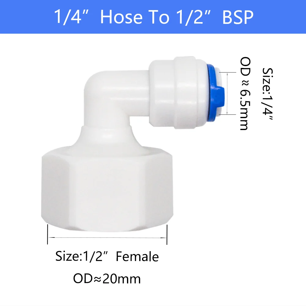 YQBS Ellenbogen 90 Grad RO Aquarium Zubehör Schnellverbinder 1/8 1/4 3/8 1/2 3/4 BSP Innengewinde Adapter Kombinationsrohr – Detail 5