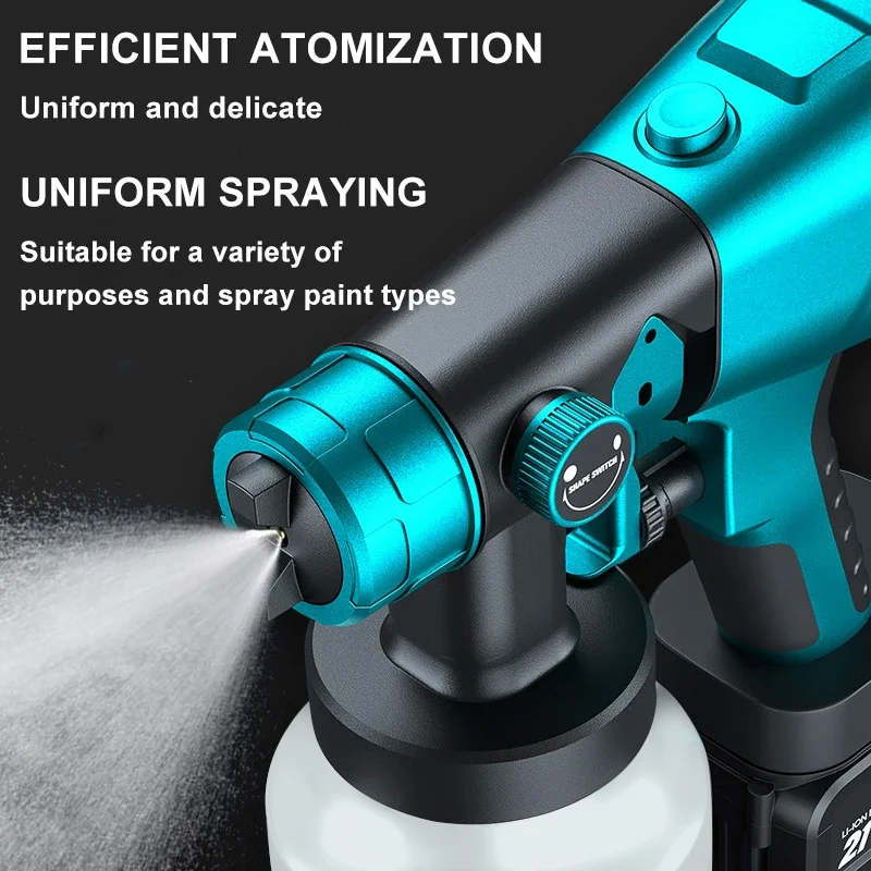 800ML Cordless Paint Sprayer HVLP Electric Spray Gun Flow Control Auto Furniture Steel Coating Airbrush for Makita 18V Battery 5