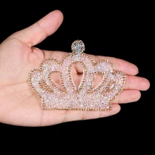 

DIY crystal crown patches clear AB silver and gold color girl boy style DIY handmade patch for hat glove shoe clothes
