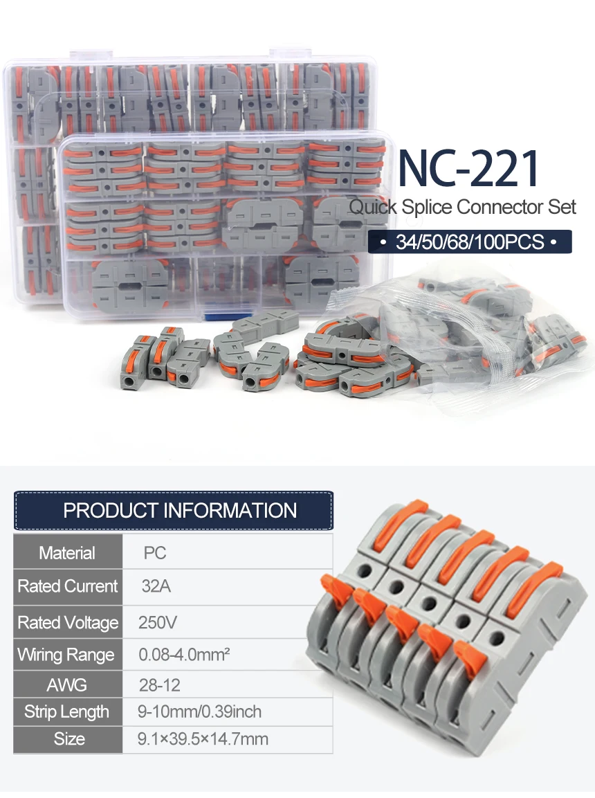 Description Picture 6 of itemQuick Multi-circuit Splicing Butt Wire Connector Terminal Block Compact Electrical Connectors Home Junction Box 222 223