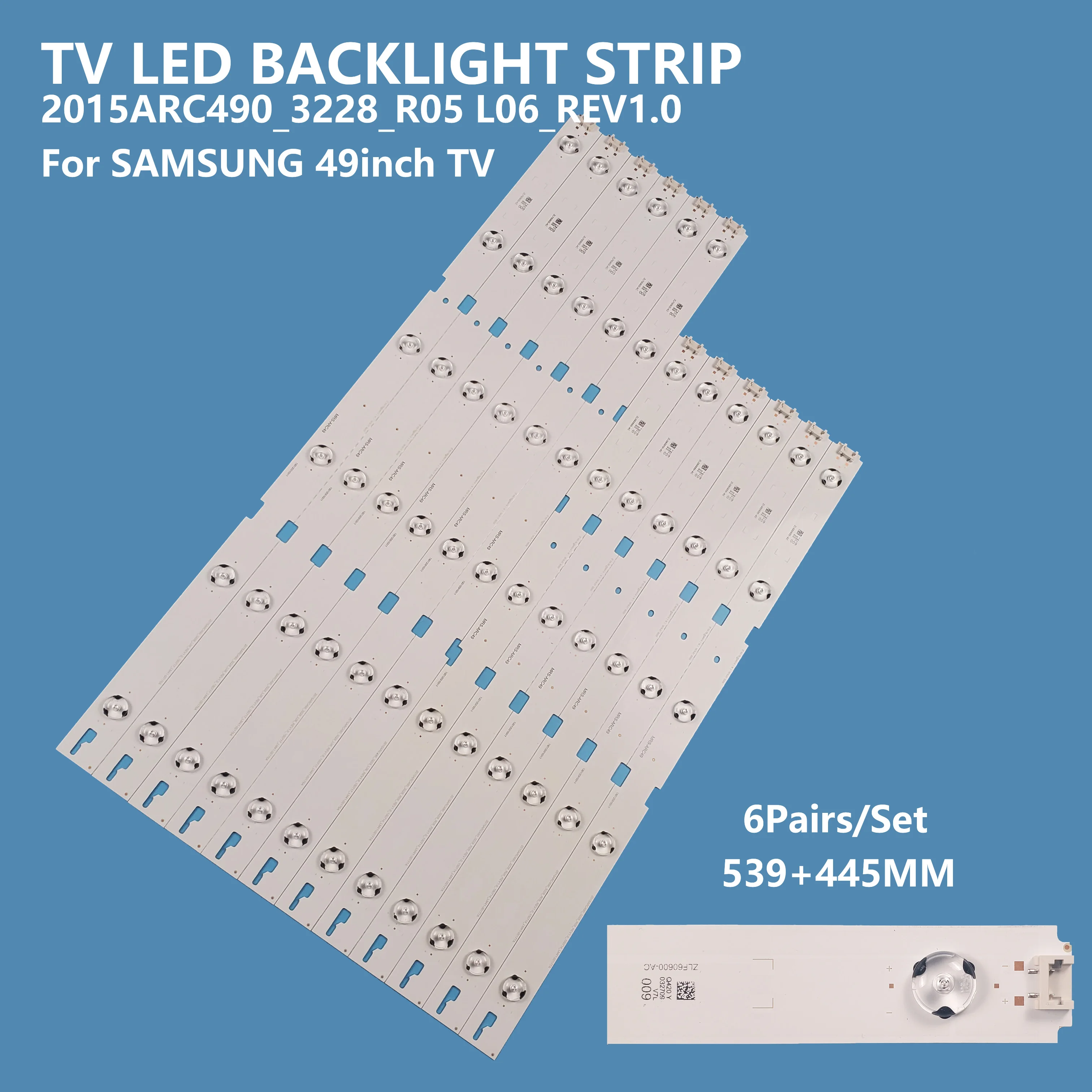 

12Pcs/set TV LED Backlight Strip 2015ARC490_3228_R05 L06_REV1.0 Light Bar for Samsung 49inch 49VLE6523BL 49LENZA6627 tv Repair