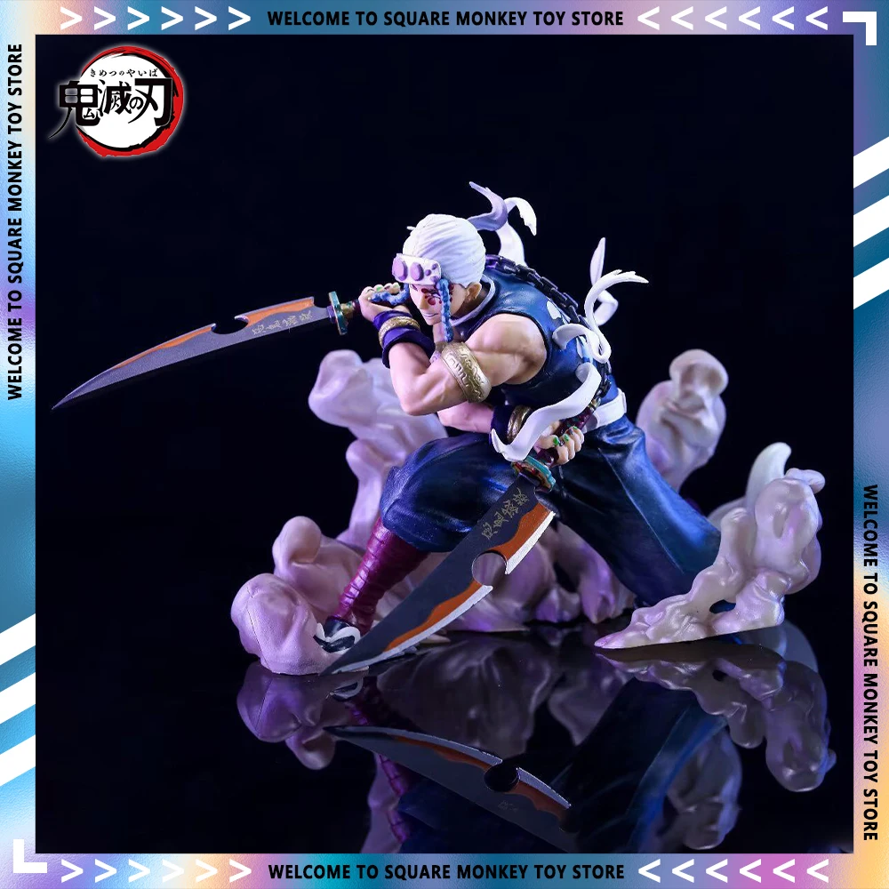 

14cm Demon Slayer Figures Uzui Tengen Anime Figure Battle Double Knives Figurine Pvc Statue Doll Collection Ornament Toys Gifts