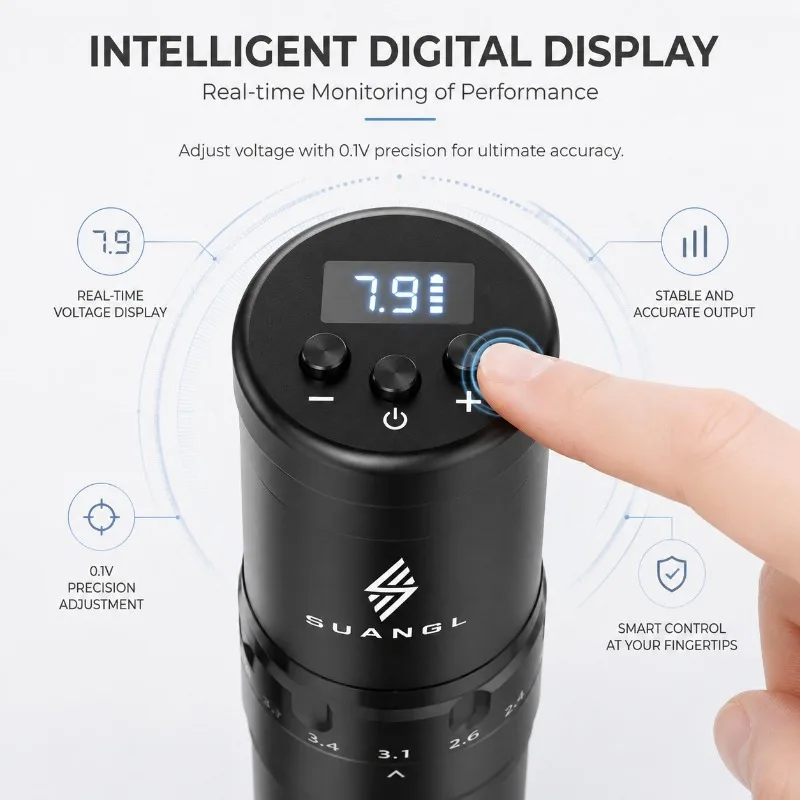 Kit Tatuaggio SUANGL con Penna Wireless, Batteria da 1600mAh, Include Inchiostro e Aghi per Professionisti e Principianti - immagine 5