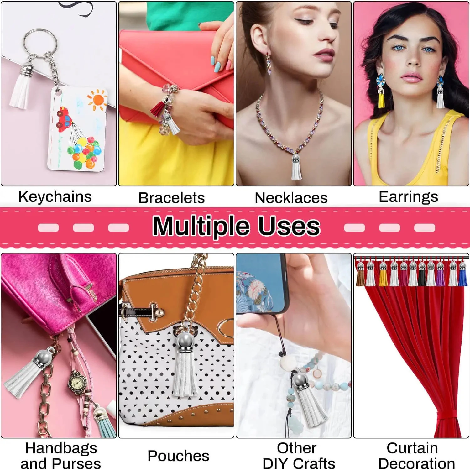 30/60Pcs Keychain Tassels Leather Tassels Jewelry Making Beaded Bracelet Charms Colors Mini for DIY Craft Decor