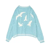 New Blue 1989 Cardigan For women Bird Embroidery Special Knit 1989 taylor Cardigan Slouchy Style Vintage Sweater 2