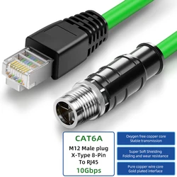 Industrial Ethernet Cable - High Flexibility M12 to RJ45 Connector, 4/8 Pin Male/Female - 2m (8Pin X - Male - RJ45)