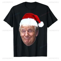 New Arrival Donald Trump Christmas Funny MAGA Santa Hat Mens T-Shirt Fashion Daddy Husband Xmas Costume Short Sleeve Loose Tees 1