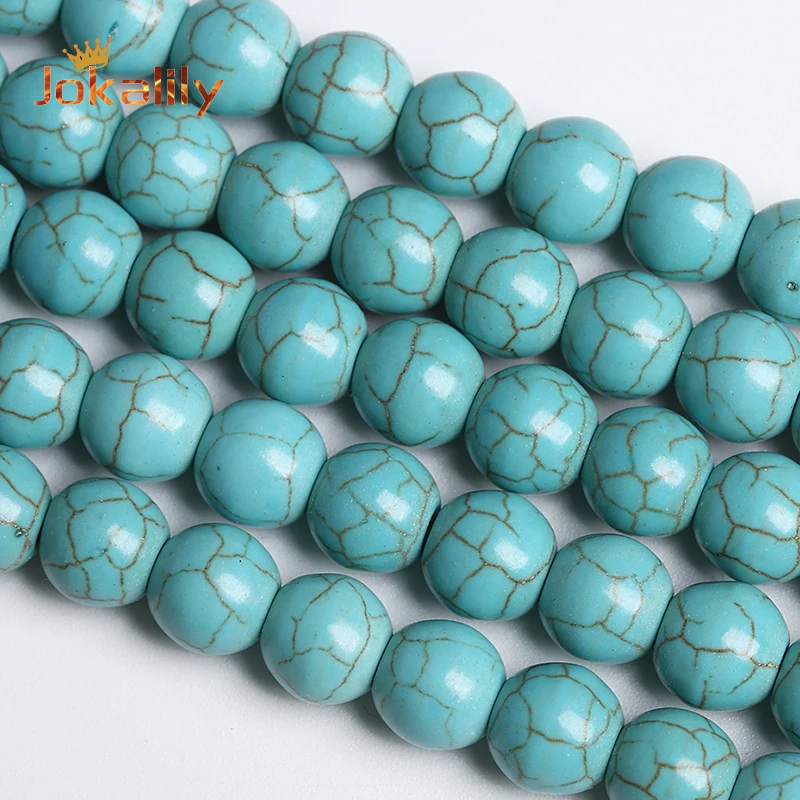 

4 6 8 10 12mm Blue Turquoises Stone Beads Round Loose Beads For Jewelry Making DIY Charms Bracelets Necklace Accessories 15"inch
