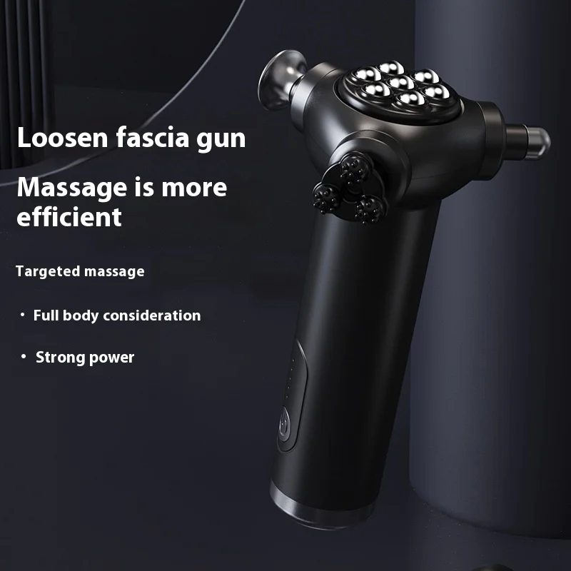 Three Heads High Frequency Electric Massage Gun Magnetic Bead Abdominal Massager Muscle Relax Whole Body Muscle Mini Massage Gun