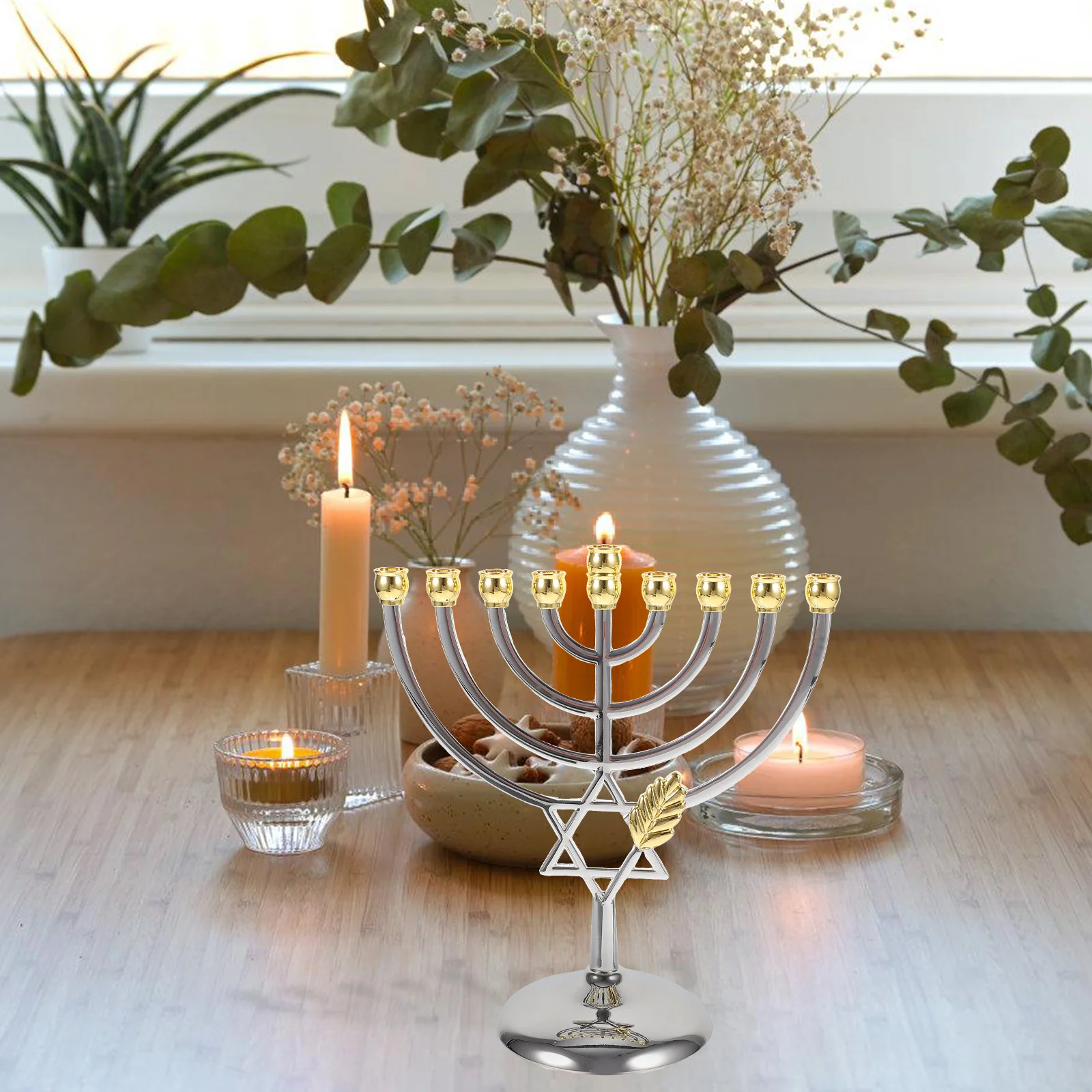 Candle holders menorah Jewish stand Hanukkah holders sticks party ornament simple candlestick home dining table candlesticks tealight