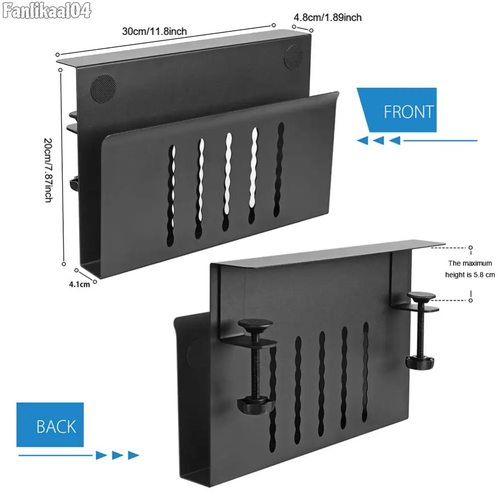 책상 옆 수납 정리함 무타공 책상 아래 노트북 거치대 사무용품 및 스튜디오 필수품용 노트북 데스크 마운트