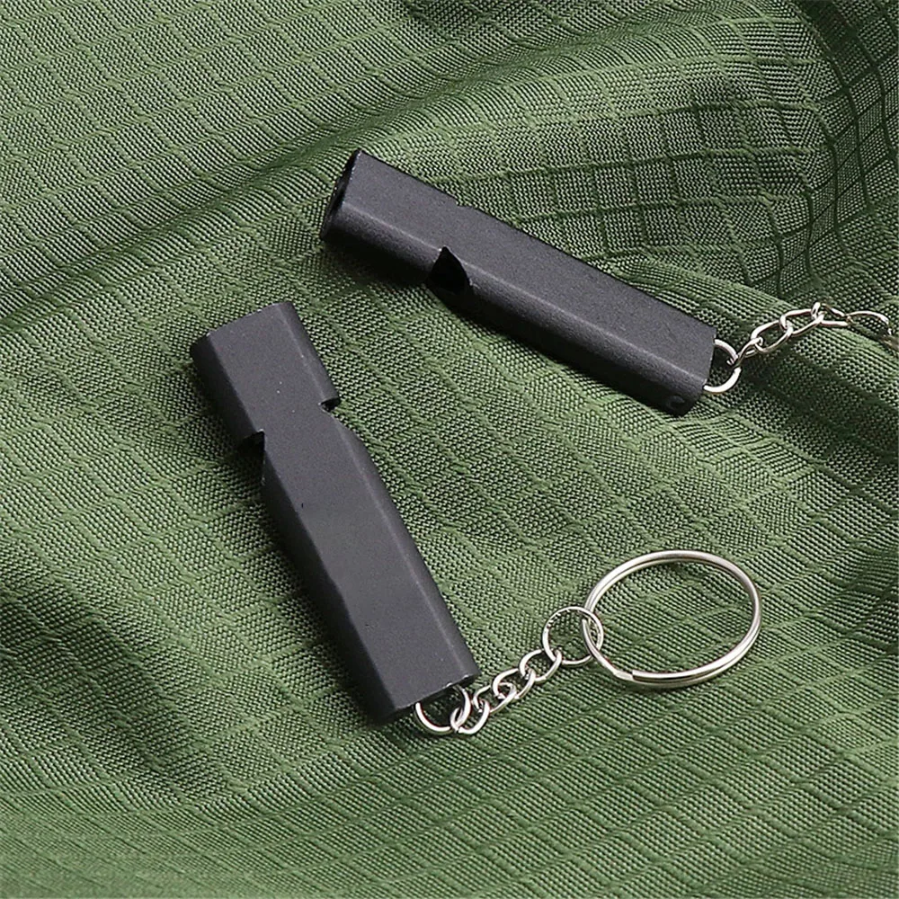 Dual-tube Outdoor Camping Survival Whistle 120 Decibels Multifunctional Stainless Steel Emergency Whistle Portable EDC Tool