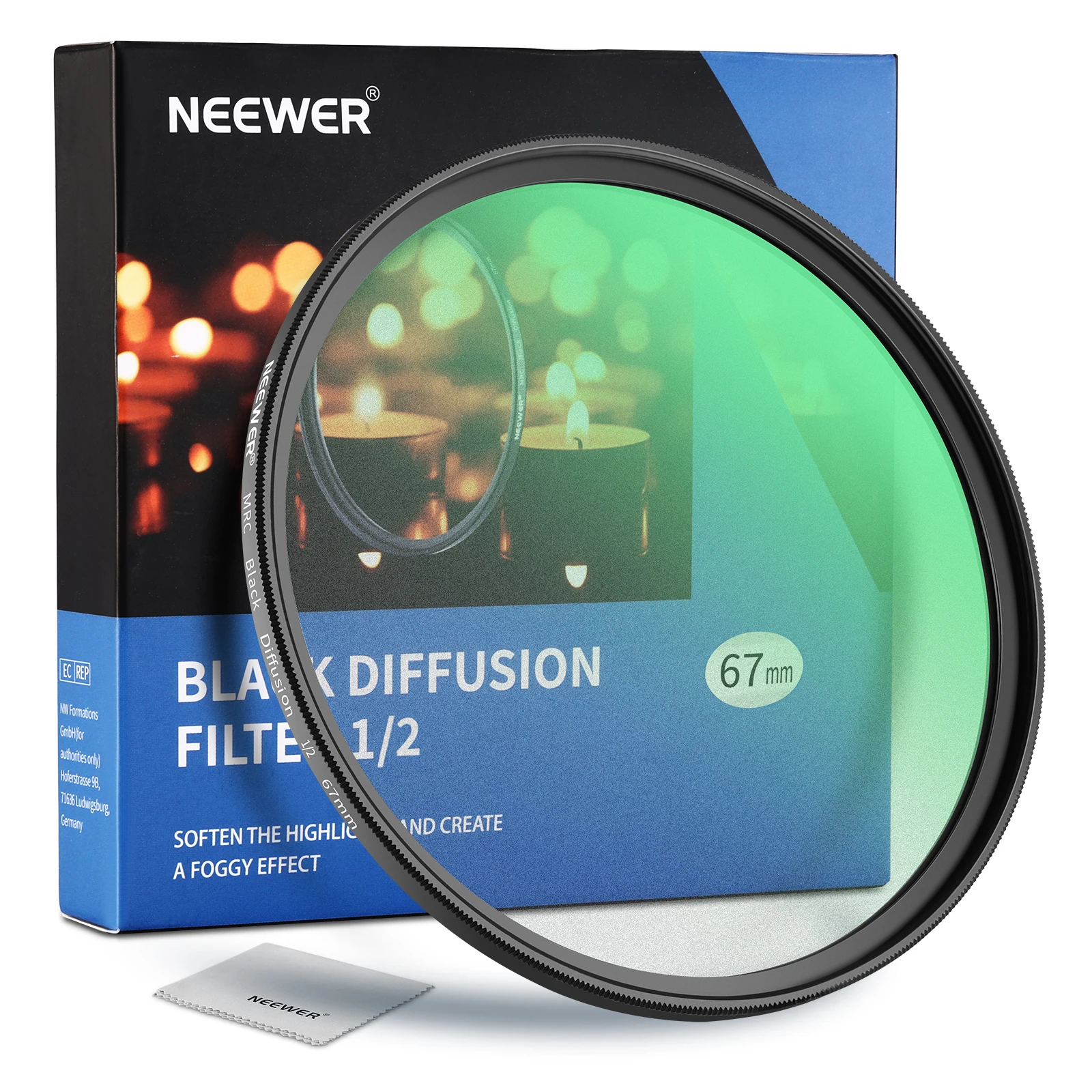 Black Diffusion 1/2 Filter Mist Dreamy Cinematic Filter Ultra Slim Water Repelle