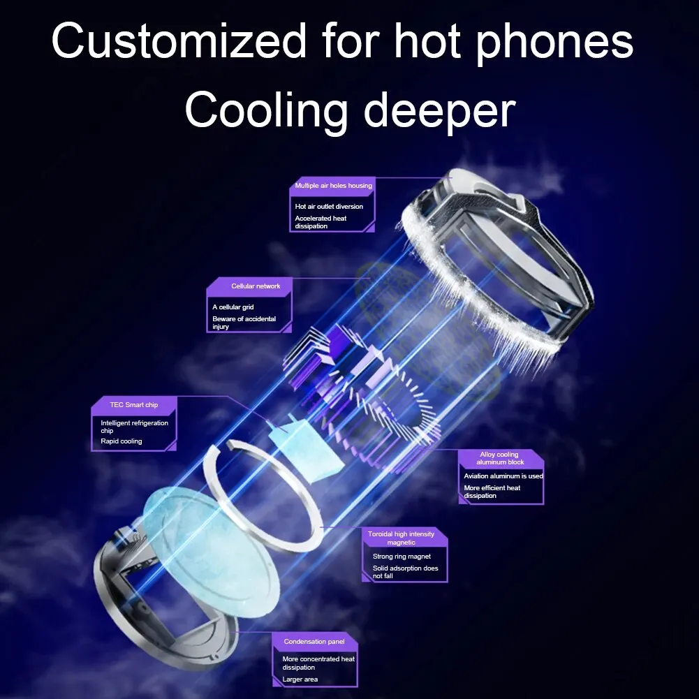 S9 Mobile Phone Game Cooler Magnetic Semiconductor Radiator Cell Phone Live Streaming Cooler For Playing Games Watching Videos