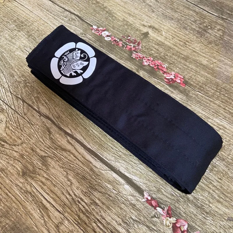 Iaido Obi Belt Kendo Kyudo Aikido Laiko Waistband Traditional Japanese Samurai Sword Accessories for Martial Arts Oda Kamon