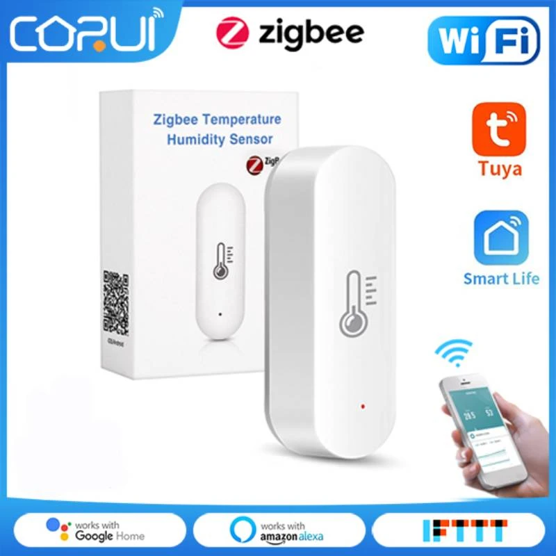 Corui Tuya Zigbee Temperature And Humidity Sensor Battery Powered Whole
