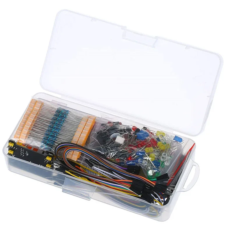 

Electronic Component Fun Kit, With Power Module, Jumper Wire, 830 Junction Breadboard, Precision Potentiometer, Resistor