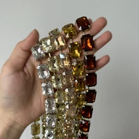 Collier en cristal coloré taillé de luxe pour femme, ensemble de verre rectangulaire, collier de mode simple, Rotterdam 5