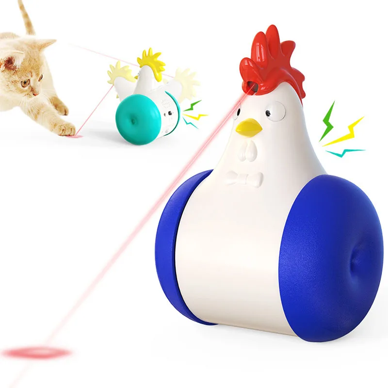 

Rooster Laser Cats Toys Teaser Interactive Smart Teasing Funny Pets Chick Electric Infrared Tumbler Toys for Kitten USB Charging