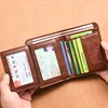 Classic Vintage Wallet Men Short Card Holder Wallet Multifunctional Vertical Tri-fold Wallet Thin Driver's License Storage Bag 2