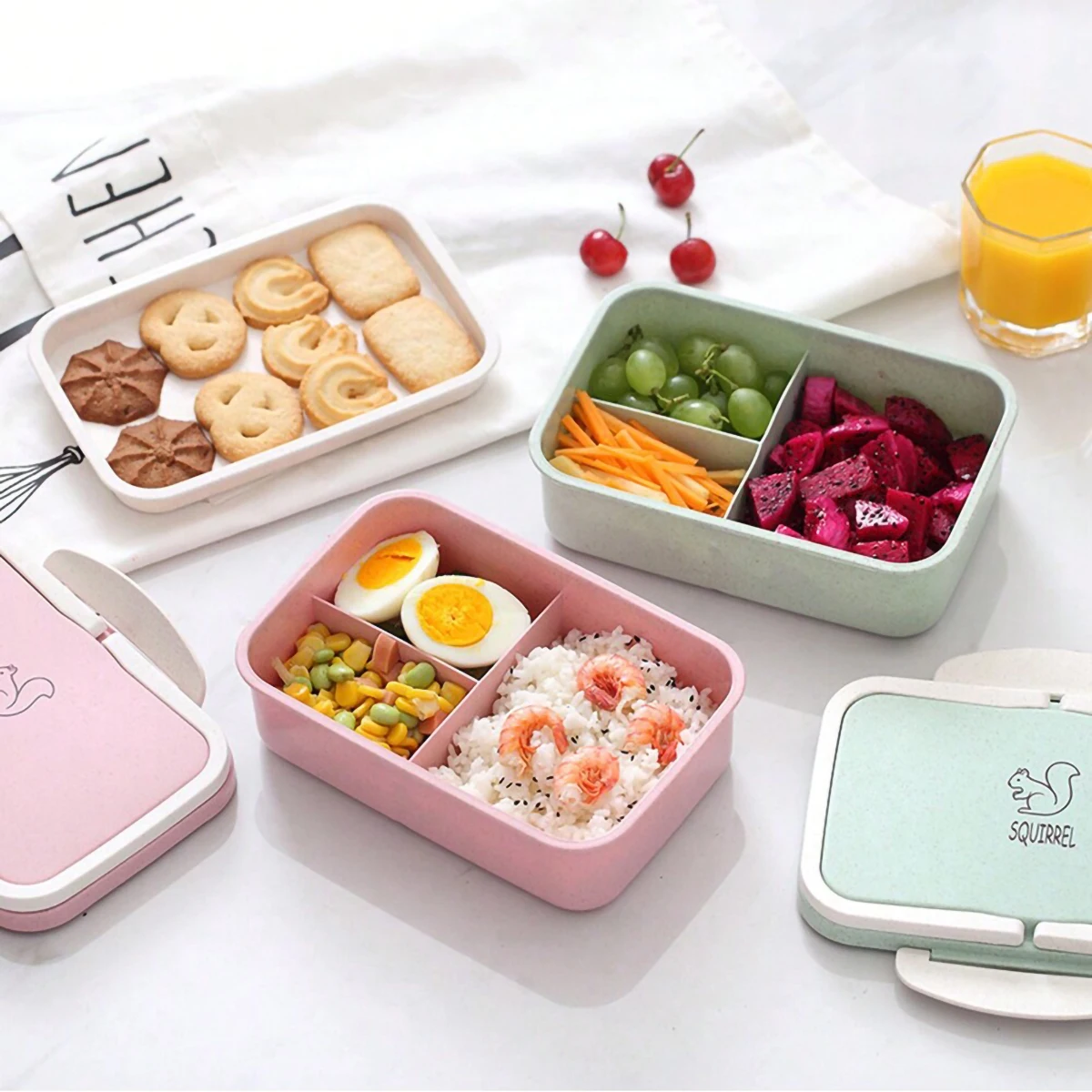 Microwave lunch box with wheat straw, plastic food container for food storage