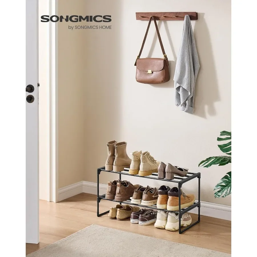 Shoe Rack 2Tier Shoe Organizer Metal Storage Shelf Upright or Upside Down for 69 Pairs Stackable for Entryway 11.8 x 26.8 x 13.