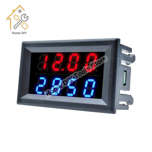 Voltmetro Amperometro Digitale DC - Display 0.28" Rosso/Blu, 0-100V 10A, Doppia Lettura - Foto 12