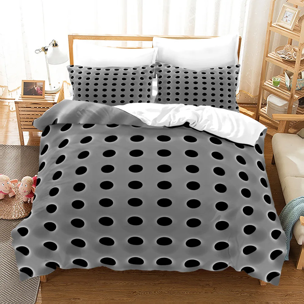 3D Geometric Patterns Printed Softly Bedding Set Stereoscopic Dense Hole Warmly Queen King Size Duvet Cover with 2 Pillow Case