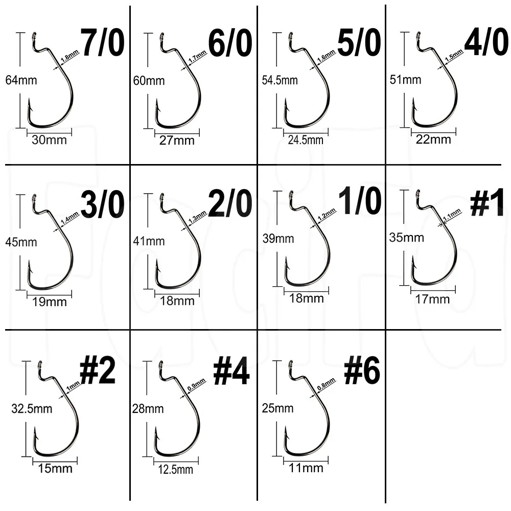 Fishing hook 20pcs Wide Gap Worm Fishing Hooks Jig Crank Big Bass Hook Black High Carbon Steel Crank Barbed Hook for Soft Fishing Lure