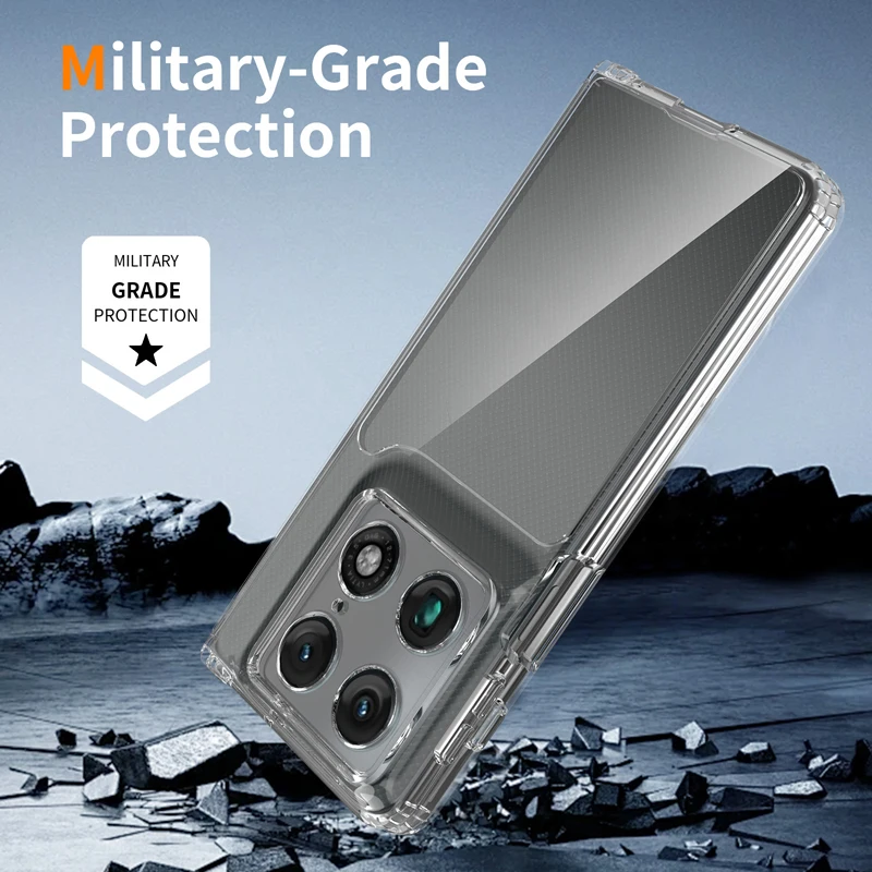 Shockproof Transparent Hard Case with Soft TPU Edge - Anti-Scratch Protective Cover