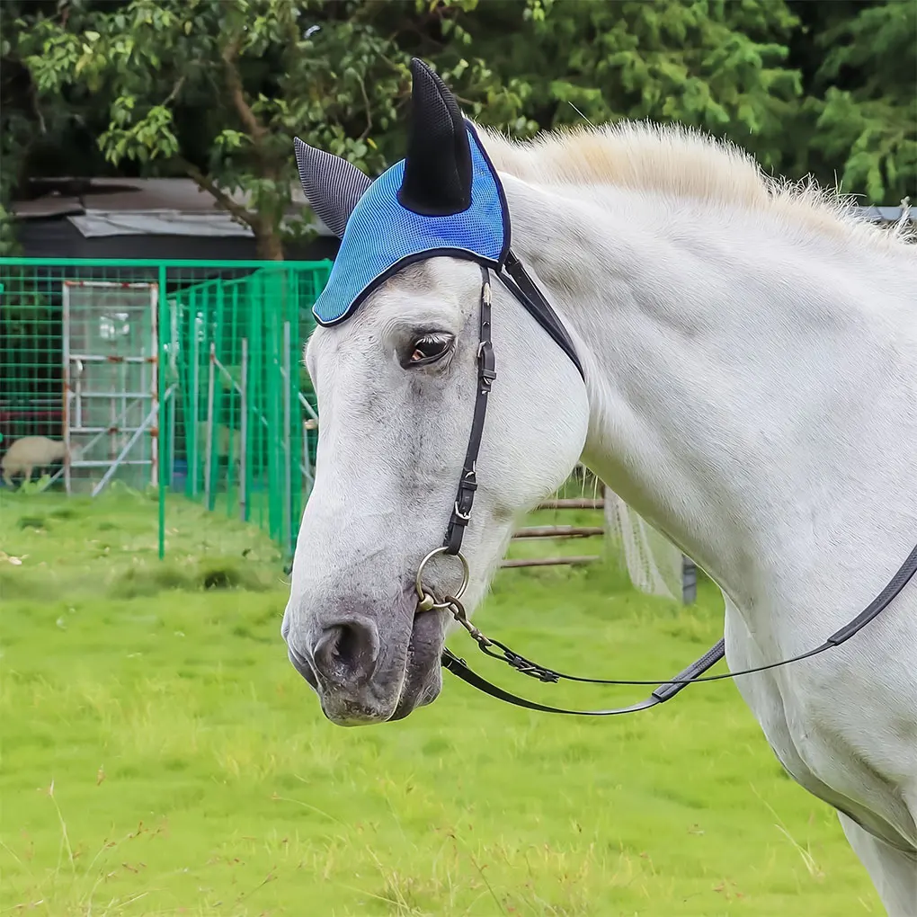 Horse Riding Ear Cover Breathable Meshed Horse Ear Shield Equestrian Equipment Fly Mask Bonnet Net Protector