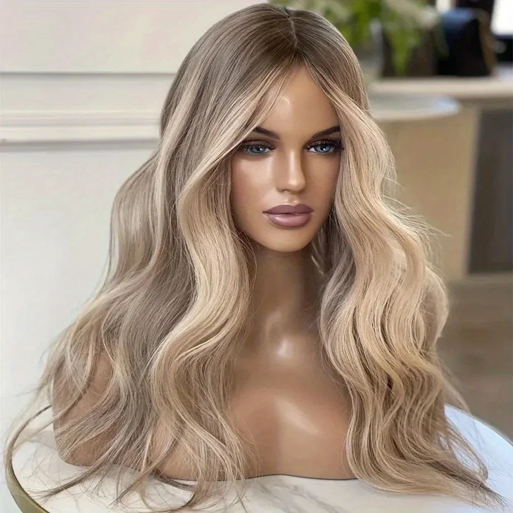 Soft Ombre Blond body wave Hair 150 density and 13×4 100%human hair wig lace front wig, with baby hair pre plucked 3