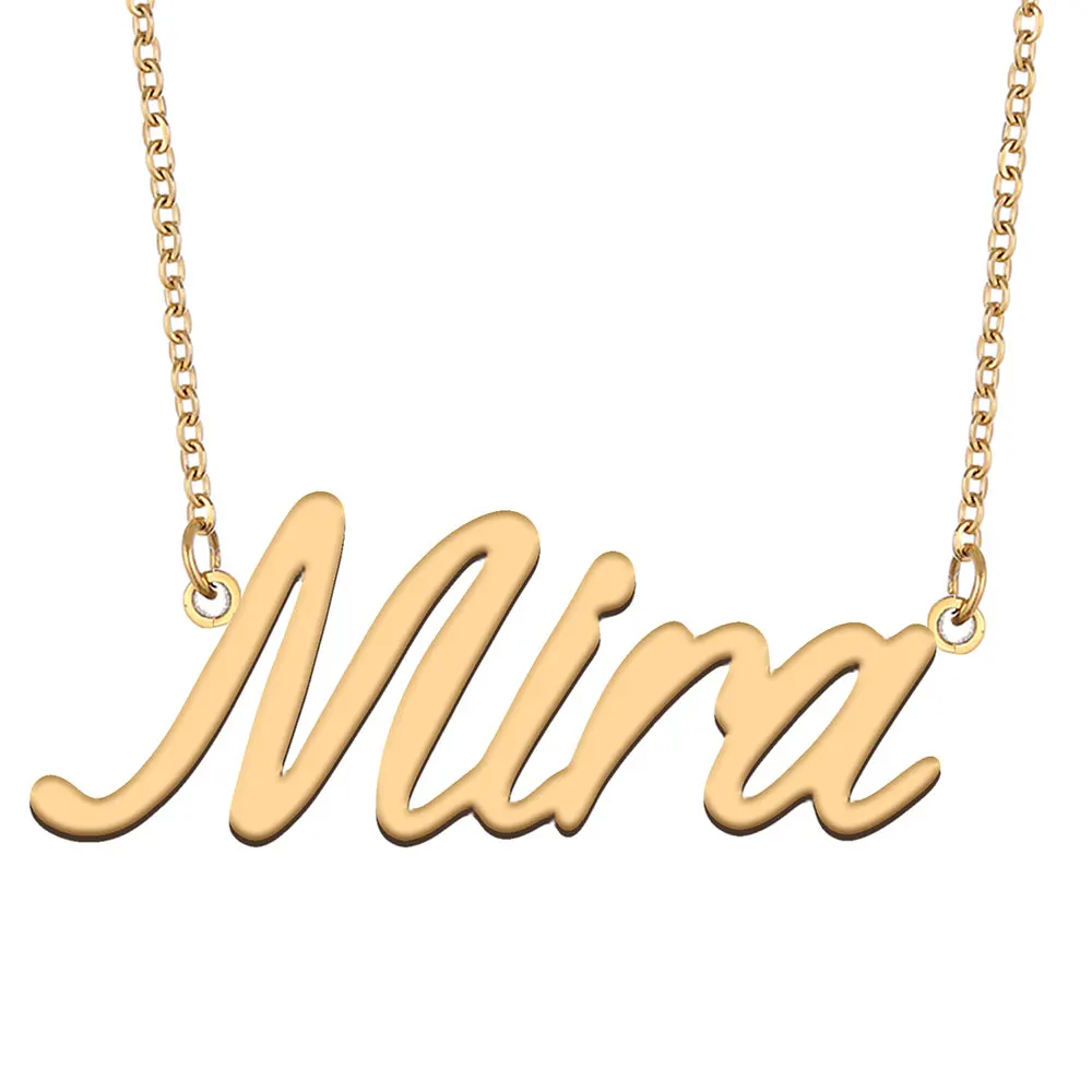 

Mira Name Necklace for Women Stainless Steel Jewelry Gold Color Nameplate Pendant Collares Para Mujer Letters Choker