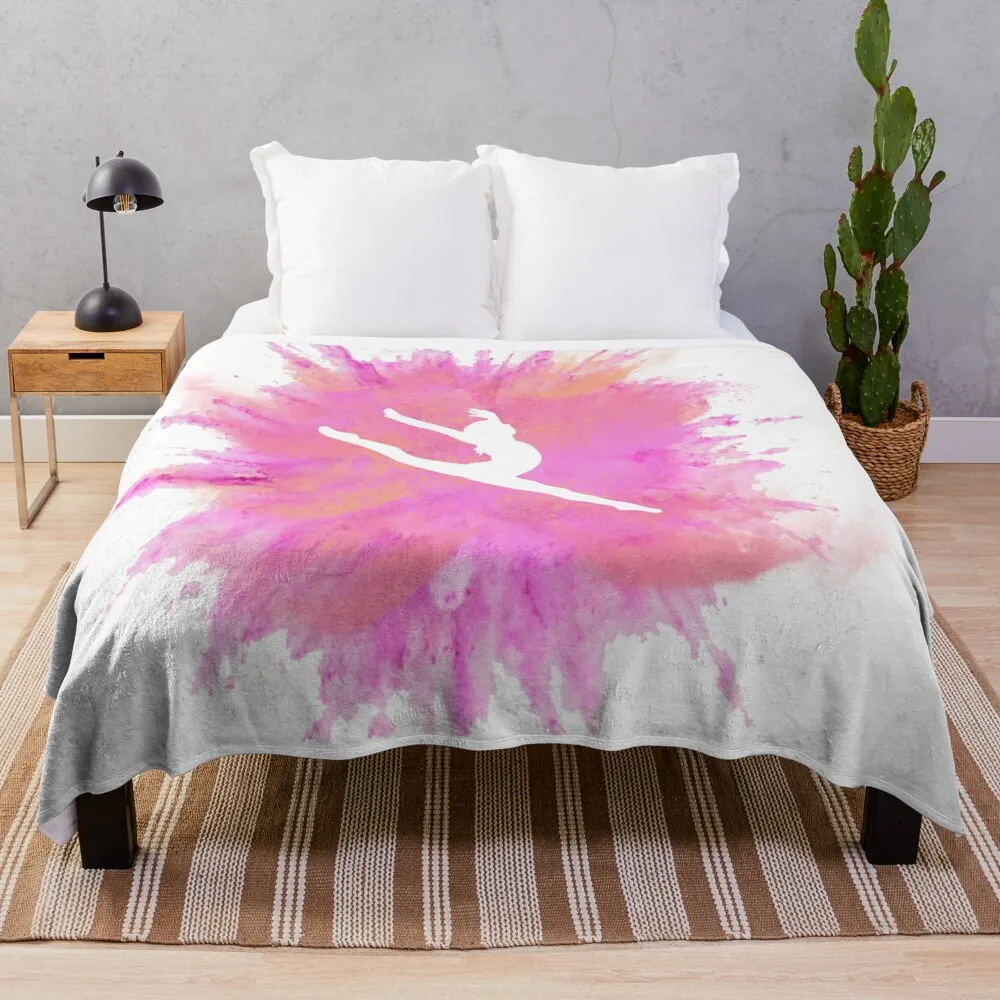 

Pink Explosion Gymnastics Silhouette Throw Blanket anime Shaggy Decorative Sofa Single Polar Blankets