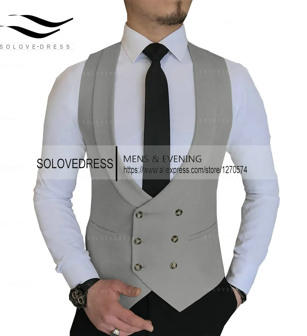 Black Men's Suit Vests Vintage Herringbone for Wedding Groomsmen Mens Waistcoat Vest 6