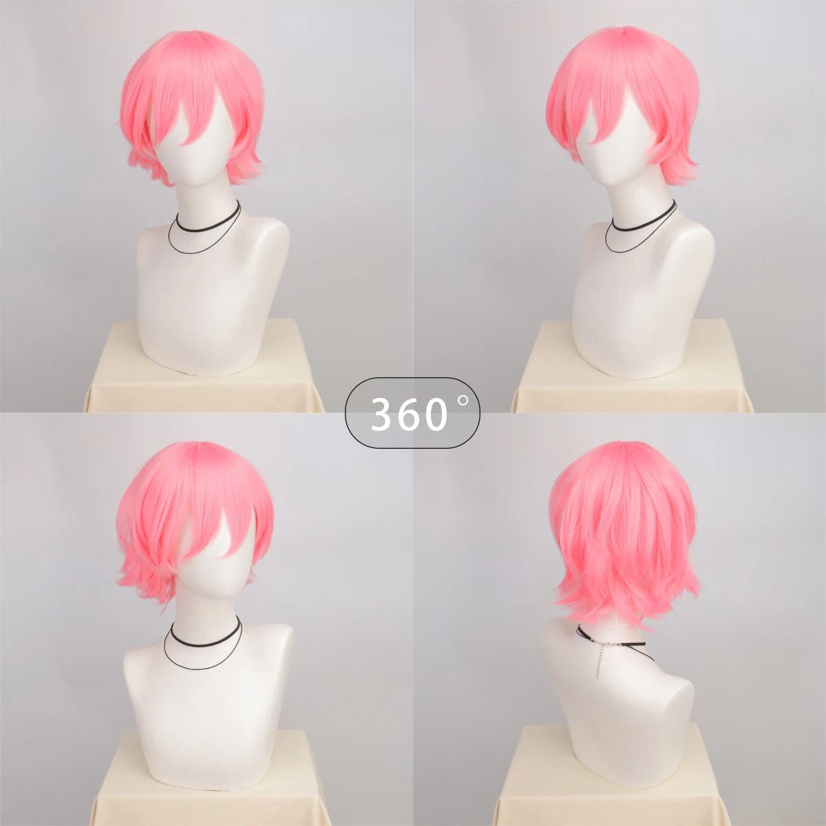 Synthetische Unisex 12 Zoll kurze Cosplay Haar Party weiß rot rosa blond orange gelb Perücken mit Pony Lolita Perücke für Männer Frauen – Detail 14