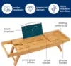 NEW 2 in 1 Bed and Bath Tray - Foldable Bamboo Bathtub Caddy with Adjustable Length, Non-Slip, Device Holder, Wine Glass Slot 5