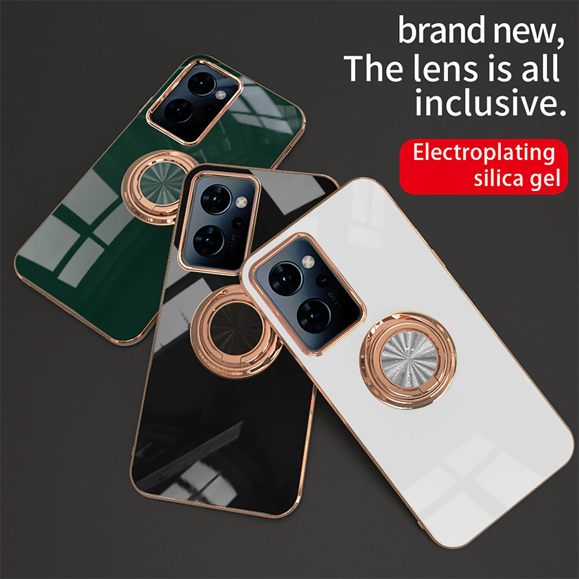 Ring Plating Magnetic Case Phone Case Phone Protector Cover For OPPO Reno 9A Reno 7A 5A Japanese version Cover Luxury Color Anti-knock Cases for Reno5A Reno9A