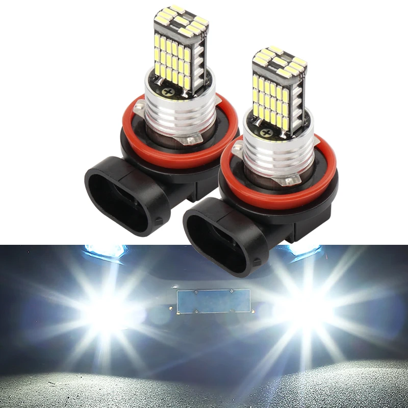 LED Bulb 2PCS Fog Light H7 H8 H9 H11 9005 9006 LED 4014 Chips 45SMD Lens 12V Car Lamps Driving Auto Lamp