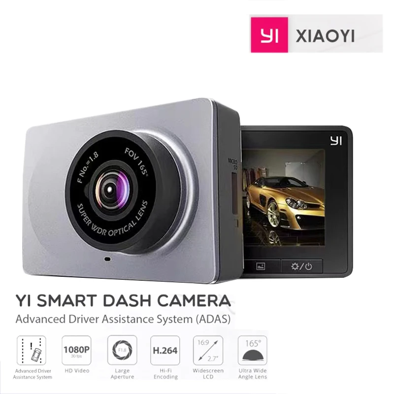 Xiaomi Yi Smart Dash Cam Per Auto Adas 2.7 Schermo Full Hd 1080P Dash Cam Con Visione Notturna Adas Versione Internazionale Inglese